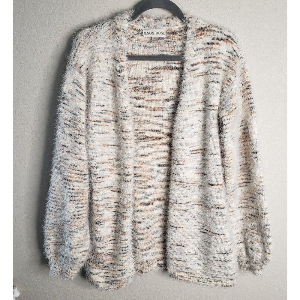 Knox Rose Fuzzy Woman's cardigan Size S Cozy Comfort Bishop Sleeves